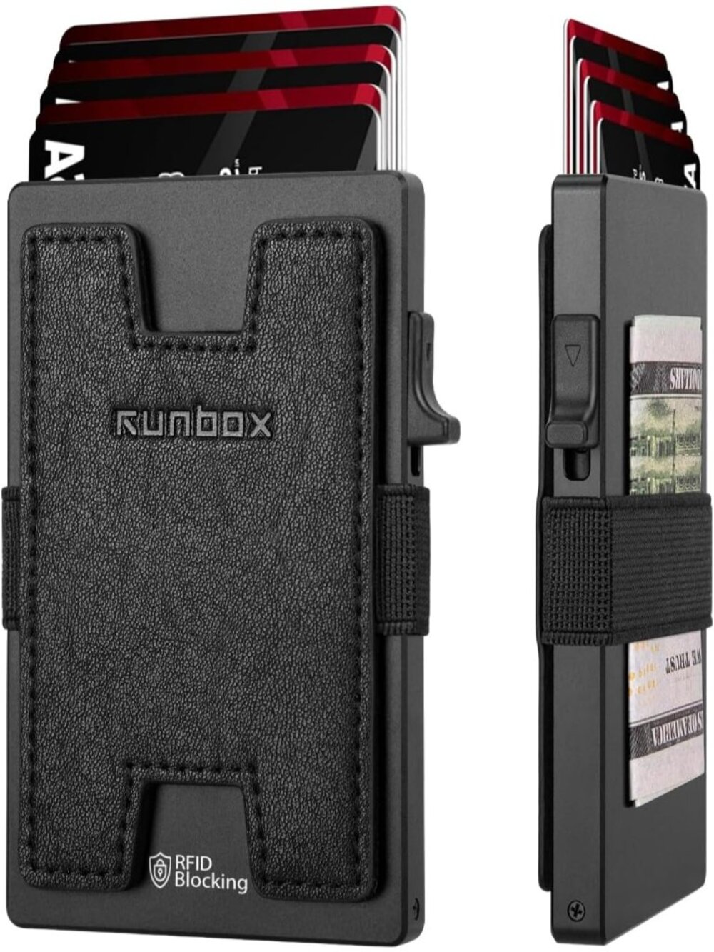 〽️ Men Zhirou Black Slim 6+6 Card Holder Minimalist RFID Blocking Wallet